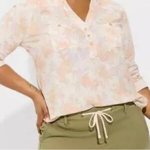 Torrid Pink Long Sleeve Blouse with Peter Pan Collar - NWO Tags